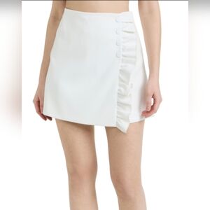 Tory Sport White Ruffle Mini Skirt